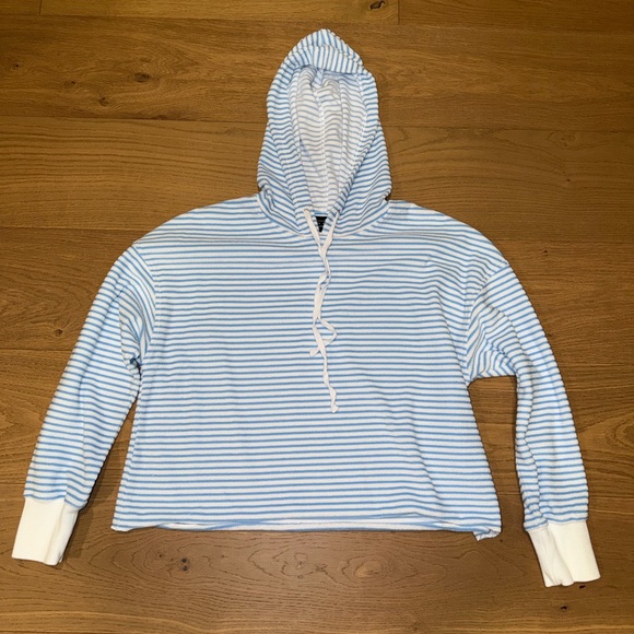 AYR Tops - AYR Blue and White Striped Hoodie